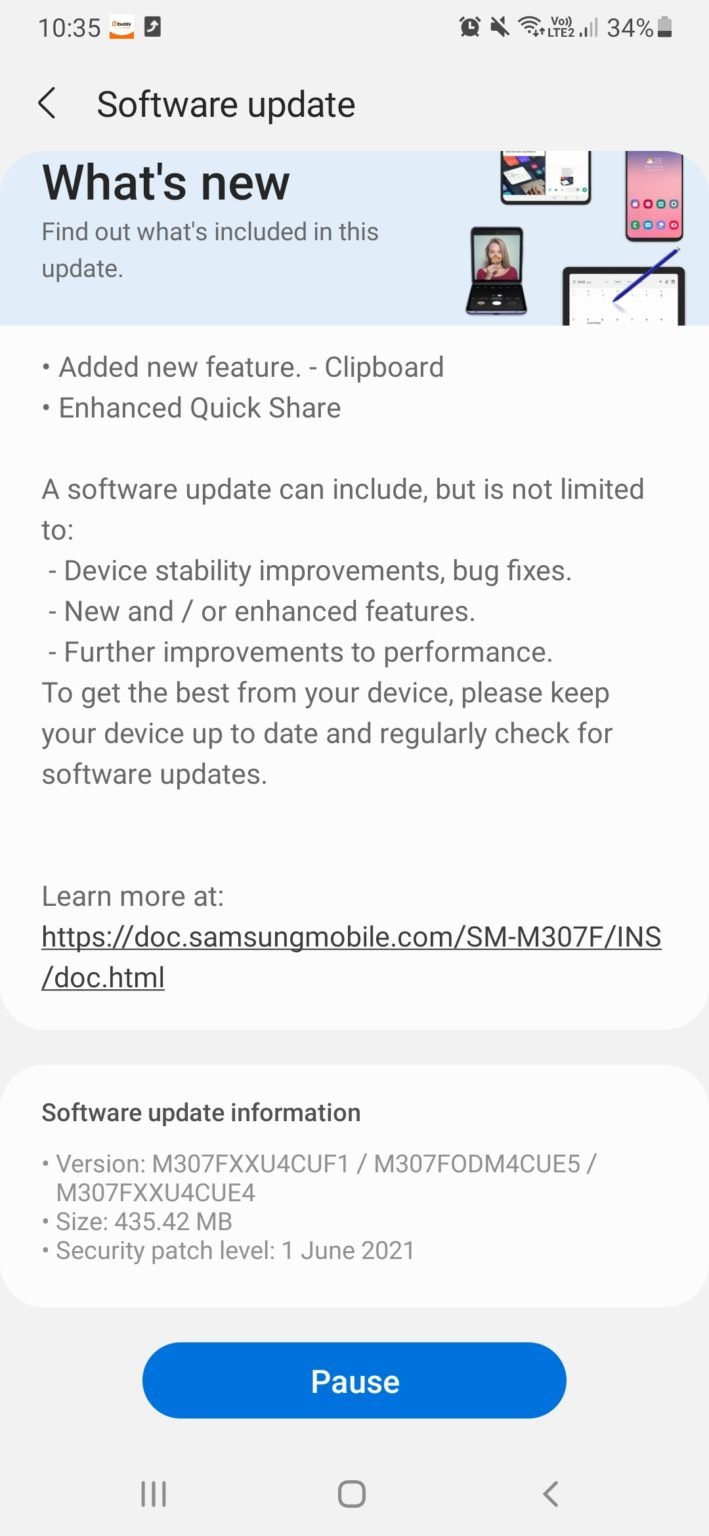 samsung m30s new software update