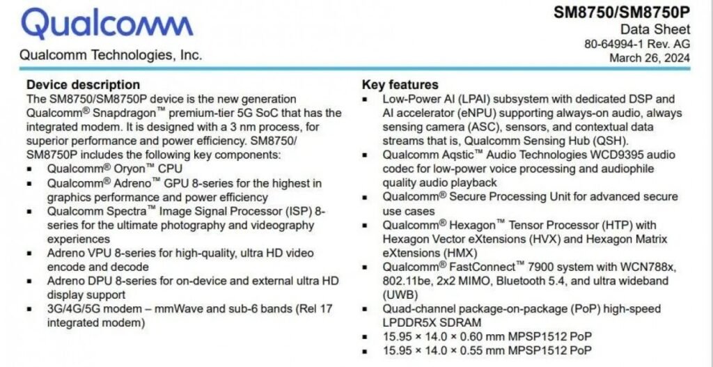 Snapdragon 8 Gen 4 Data Sheet