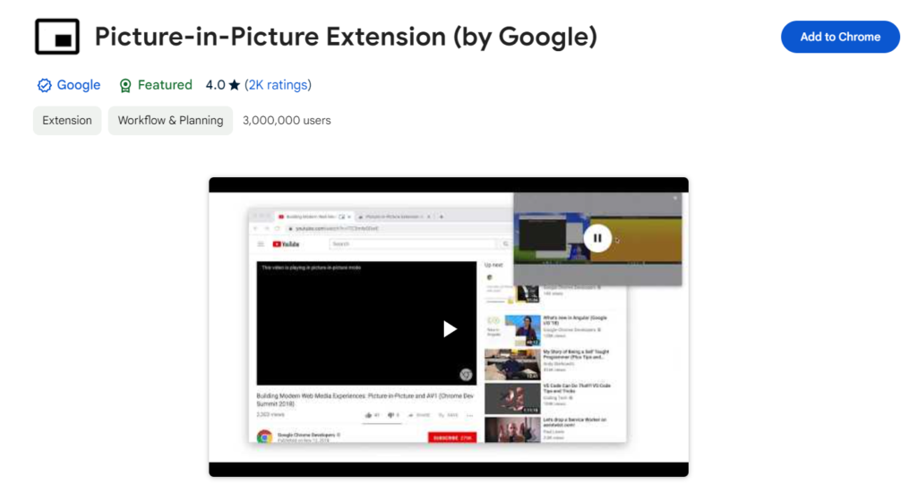 PIP mode best chrome extension