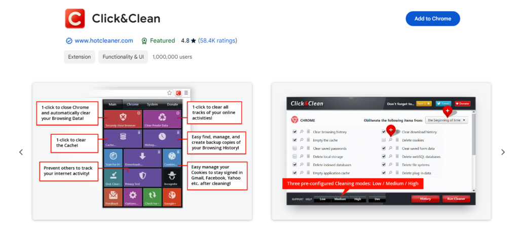 click and clean best chrome extension