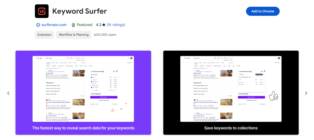 SEO Keyword surfer best chrome extension